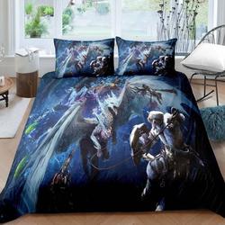 Duvet Cover Set, Illustration of Breathing Dragon Large Monster Gothic ThemeGift For Your Girlfriend Boyfriend Gift For Love Gift For Friend Best Valentine Present Holiday Gift