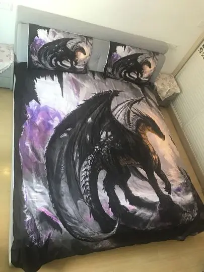 3D Flying Dragon Bedding Set Mythical Print Comforter CoverGift For Your Girlfriend Boyfriend Gift For Love Gift For Friend Best Valentine Present Holiday Gift