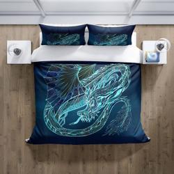 Electric Blue Dragon Comforter or Duvet Cover | Navy Blue BeddingGift For Your Girlfriend Boyfriend Gift For Love Gift For Friend Best Valentine Present Holiday Gift