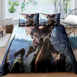 Duvet Cover Set, Illustration of Breathing Dragon Large Monster Gothic ThemeGift For Your Girlfriend Boyfriend Gift For Love Gift For Friend Best Valentine Present Holiday Gift