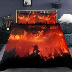 Queen Duvet Cover Medieval Evil Flying Dragon and Print Duvet Cover Set Gift For Your Girlfriend Boyfriend Gift For Love Gift For Friend Best Valentine Present Holiday Gift