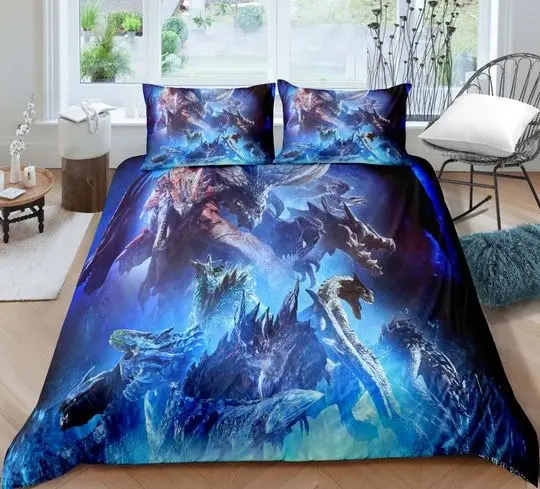 Fire Dragon Comforter Cover Magical Dinosaur Bedding Set Gift For Your Girlfriend Boyfriend Gift For Love Gift For Friend Best Valentine Present Holiday Gift