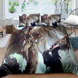 Duvet Cover Set, Illustration of Breathing Dragon Large Monster Gothic ThemeGift For Your Girlfriend Boyfriend Gift For Love Gift For Friend Best Valentine Present Holiday Gift