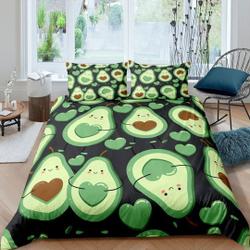 3Piece Cartoon Green Avocado Bedding Set Hidden Zipper Reversible Cartoon FruitGift For Your Girlfriend Boyfriend Gift For Love Gift For Friend Best Valentine Present Holiday Gift