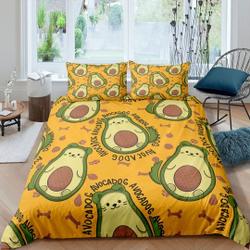 Avocado Cute Cartoon Tropical Fruit Print Bedding Set Gift For Your Girlfriend Boyfriend Gift For Love Gift For Friend Best Valentine Present Holiday Gift