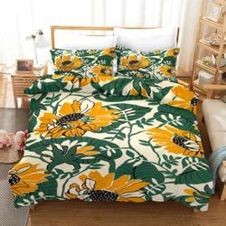 3 Piece Duvet Cover Queen Yellow Sunflowers Flowers Pattern Bedding Set Gift For Your Girlfriend Boyfriend Gift For Love Gift For Friend Best Valentine Present Holiday Gift