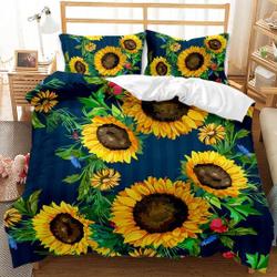 3D Floral Comforter Cover King for Kids Girls Yellow Flowers Bedding Set Gift For Your Girlfriend Boyfriend Gift For Love Gift For Friend Best Valentine Present Holiday Gift