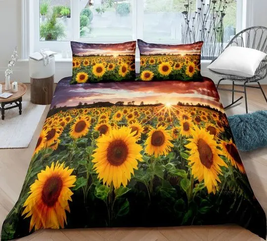 Sunflower Duvet Cover Twin Size Printed Bedding Set Gift For Your Girlfriend Boyfriend Gift For Love Gift For Friend Best Valentine Present Holiday Gift