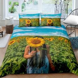 Sunflower Bedding Twin,Black Sunflower Duvet Cover Set,Yellow SunflowerGift For Your Girlfriend Boyfriend Gift For Love Gift For Friend Best Valentine Present Holiday Gift