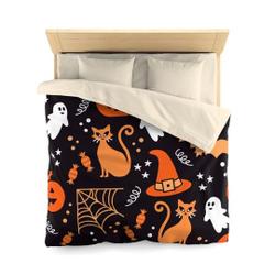 Halloween Scary Cat Microfiber Duvet Bedding Set Gift For Your Girlfriend Boyfriend Gift For Love Gift For Friend Best Valentine Present Holiday Gift