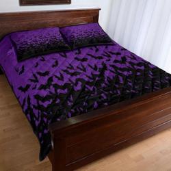 Swarming Bats Bedding Set, Witchy Decor, Gothic Quilt Set, Halloween Quilted Bedding Set Gift For Your Girlfriend Boyfriend Gift For Love Gift For Friend Best Valentine Present Holiday Gift