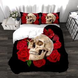 Red Black Skull Bedding Set Queen Size Luxury Skull Pattern 3DGift For Your Girlfriend Boyfriend Gift For Love Gift For Friend Best Valentine Present Holiday Gift