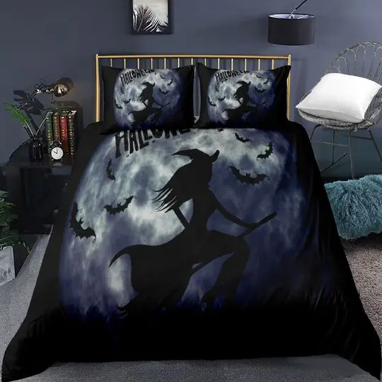 Happy Halloween Duvet Cover Pumpkin Bats Haunted Print Festival Decorations Bedding Set Gift For Your Girlfriend Boyfriend Gift For Love Gift For Friend Best Valentine Present Holiday Gift