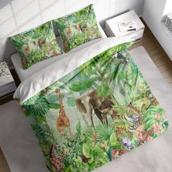 Jungle Animals Duvet Cover Set, Giraffe Elephant Tiger Bedding Set Gift For Your Girlfriend Boyfriend Gift For Love Gift For Friend Best Valentine Present Holiday Gift