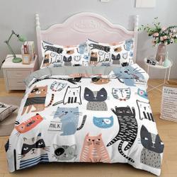 Cat Pattern Duvet Cover Set Bedding Set Gift For Your Girlfriend Boyfriend Gift For Love Gift For Friend Best Valentine Present Holiday Gift