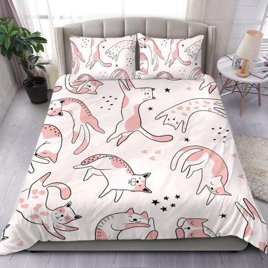 Cat Kitty Bedding Set - Duvet Cover and pillow CoversGift For Your Girlfriend Boyfriend Gift For Love Gift For Friend Best Valentine Present Holiday Gift