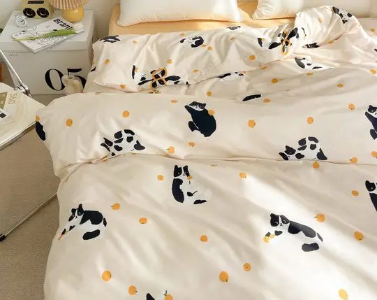 Kitten Orange Bedding Soft Duvet Cover Set Cotton Cat Duvet Cover Bedding Set Gift For Your Girlfriend Boyfriend Gift For Love Gift For Friend Best Valentine Present Holiday Gift