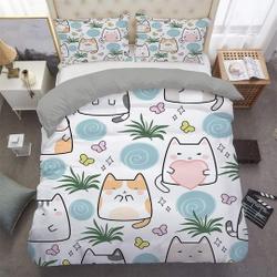 Cute Cat Bedding, Toddler Bedding Set Gift For Your Girlfriend Boyfriend Gift For Love Gift For Friend Best Valentine Present Holiday Gift