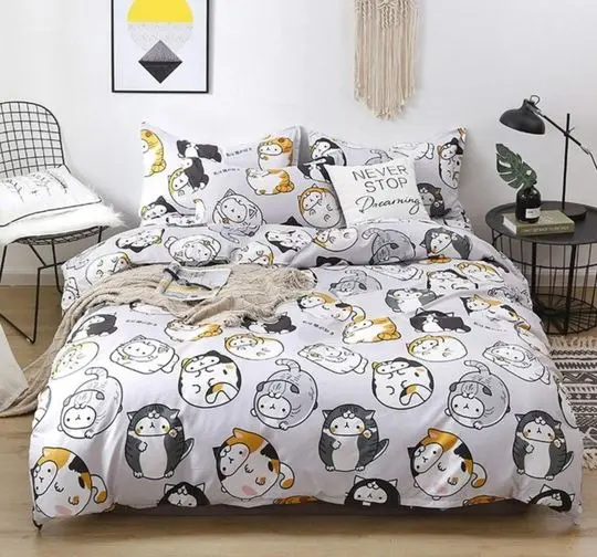 Kawaii Cat | Kawaii Cat Duvet Bedding Set Gift For Your Girlfriend Boyfriend Gift For Love Gift For Friend Best Valentine Present Holiday Gift
