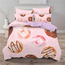 Donut Comforter Cover Dessert Duvet Cover Food Theme Pink Quilt Cover Print Bedding Set Gift For Your Girlfriend Boyfriend Gift For Love Gift For Friend Best Valentine Present Holiday Gift