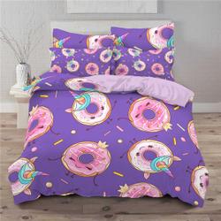 Duvet Cover Set Queen Purple Pink Pattern Donut Sprinkles Tasty Food Bakery Theme Quilt CoverGift For Your Girlfriend Boyfriend Gift For Love Gift For Friend Best Valentine Present Holiday Gift