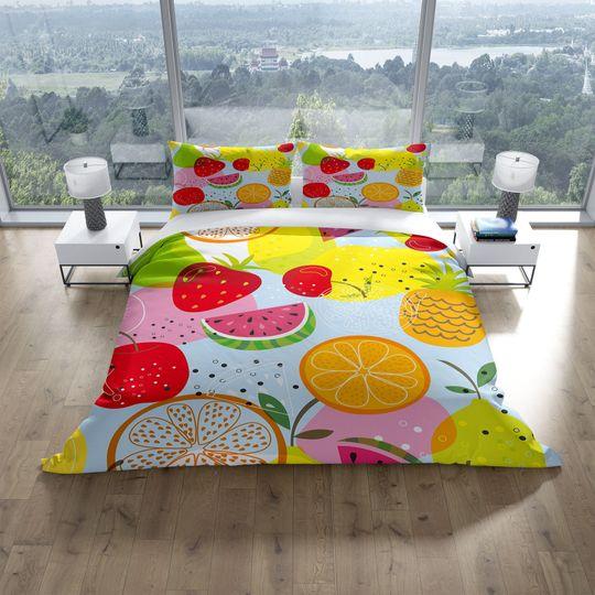 Watermelon Pineapple Fruits Duvet Cover Set, Fruits Quilt Cover Bedding Set Gift For Your Girlfriend Boyfriend Gift For Love Gift For Friend Best Valentine Present Holiday Gift