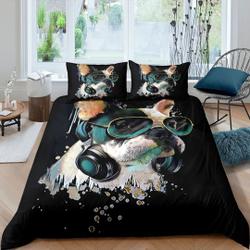 Cute Dog Duvet Cover Set Twin 3D Puppy Bedding Set Glasses Animal Bedding Set Gift For Your Girlfriend Boyfriend Gift For Love Gift For Friend Best Valentine Present Holiday Gift