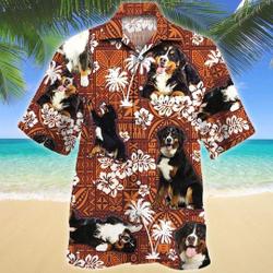 Bernese Mountain Dog Red Tribal Hawaiian Shirt Gift For Your Girlfriend Boyfriend Gift For Love Gift For Friend Best Valentine Present Holiday Gift
