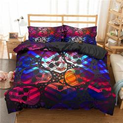 Halloween Bedding Colorful Skulls Black Duvet Cover Set BedspreadGift For Your Girlfriend Boyfriend Gift For Love Gift For Friend Best Valentine Present Holiday Gift