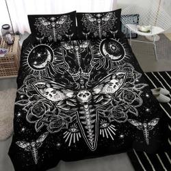 Skull Moth Secret Society Occult Style -Skull Bed Sets-Skull Duvet-Gothic Duvet-Gift For Your Girlfriend Boyfriend Gift For Love Gift For Friend Best Valentine Present Holiday Gift