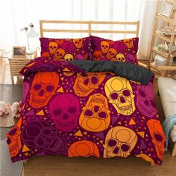 Halloween Bedding Colorful Skulls Duvet Cover Set BedspreadGift For Your Girlfriend Boyfriend Gift For Love Gift For Friend Best Valentine Present Holiday Gift