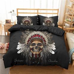 Halloween Bedding Skull Tribe Black Duvet Cover Set Gift For Your Girlfriend Boyfriend Gift For Love Gift For Friend Best Valentine Present Holiday Gift
