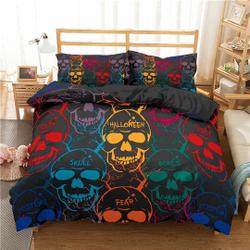 Colorful Skulls Black Duvet Bedding Set Gift For Your Girlfriend Boyfriend Gift For Love Gift For Friend Best Valentine Present Holiday Gift