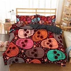 Colorful Skulls Duvet Bedding Set Gift For Your Girlfriend Boyfriend Gift For Love Gift For Friend Best Valentine Present Holiday Gift