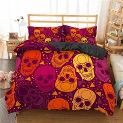 Colorful Skulls Duvet Bedding Set Gift For Your Girlfriend Boyfriend Gift For Love Gift For Friend Best Valentine Present Holiday Gift