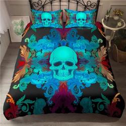 Neon Skull Black Duvet Bedding Set Gift For Your Girlfriend Boyfriend Gift For Love Gift For Friend Best Valentine Present Holiday Gift