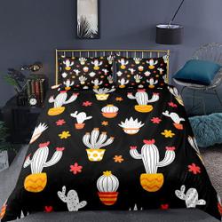 3Piece White Pink Cactus Bedding Set Gift For Your Girlfriend Boyfriend Gift For Love Gift For Friend Best Valentine Present Holiday Gift