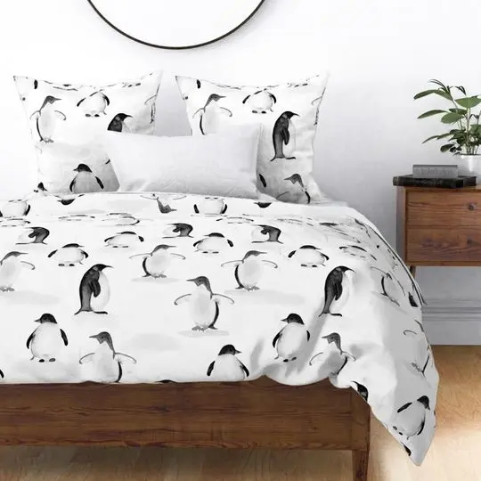Painterly Penguins Bedding Set Gift For Your Girlfriend Boyfriend Gift For Love Gift For Friend Best Valentine Present Holiday Gift