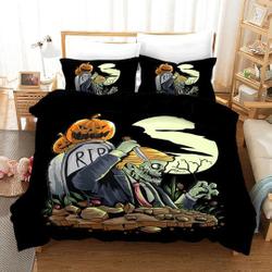 3 Pcs Halloween Duvet Cover King Queen,Ghost Pumpkin Comforter Cover BeddingGift For Your Girlfriend Boyfriend Gift For Love Gift For Friend Best Valentine Present Holiday Gift