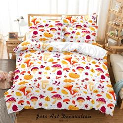 3D Mushroom Duvet Covers Set, Pumkin Quilt Cover, Leaves Bedding Set Gift For Your Girlfriend Boyfriend Gift For Love Gift For Friend Best Valentine Present Holiday Gift