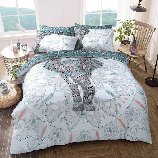 3D Elephant Mandala Duvet Cover Bedding Set Gift For Your Girlfriend Boyfriend Gift For Love Gift For Friend Best Valentine Present Holiday Gift