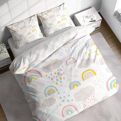 Sky Clouds Rainbow Duvet Cover Set with Pillowcases, Creamy Kids Cartoon 3D QuiltGift For Your Girlfriend Boyfriend Gift For Love Gift For Friend Best Valentine Present Holiday Gift