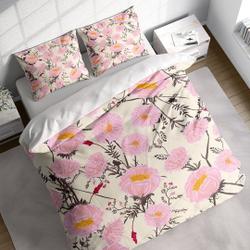 Spring Pink Flowers  Duvet Cover Set, Botanical Quilt Cover, Comforter Bedding Set PillowcasesGift For Your Girlfriend Boyfriend Gift For Love Gift For Friend Best Valentine Present Holiday Gift