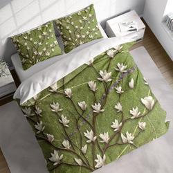 Magnolia Leaves 3D Duvet Cover Set, Botanical Quilt Cover, Comforter Bedding Set Gift For Your Girlfriend Boyfriend Gift For Love Gift For Friend Best Valentine Present Holiday Gift