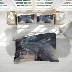 Flowing Smoke Duvet Cover Set With Pillowcases, Abstract Art Dark 3D Quilt DoonaGift For Your Girlfriend Boyfriend Gift For Love Gift For Friend Best Valentine Present Holiday Gift