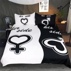 3D Black and White Couple  D24 Duvet Cover Bedding Set Gift For Your Girlfriend Boyfriend Gift For Love Gift For Friend Best Valentine Present Holiday Gift