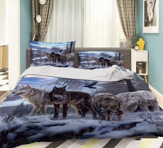 3D Snow Wolf MM267 Duvet Cover Bedding Set Quilt Cover Quilt Duvet CoverGift For Your Girlfriend Boyfriend Gift For Love Gift For Friend Best Valentine Present Holiday Gift
