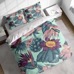 Cactus Mums Cotton Polyester Duvet Cover Set, Botanical Quilt Comforter Cover Bedding Set Gift For Your Girlfriend Boyfriend Gift For Love Gift For Friend Best Valentine Present Holiday Gift