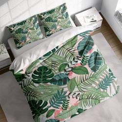 Tropical Leaves Duvet Cover Set with Pillowcases, Green Floral Patterns 3D Quilt Double Full Queen King Gift For Love Gift For Friend Best Valentine Present Holiday Gift