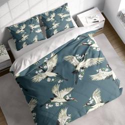 Cranes Magnolia Japanese Duvet Cover Set, Botanical Quilt Comforter Cover Bedding Set  PillowcasesGift For Your Girlfriend Boyfriend Gift For Love Gift For Friend Best Valentine Present Holiday Gift